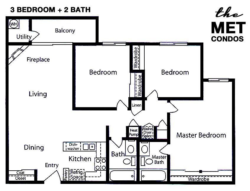 The Met Warner Center Floor Plan 3 Bedroom 2 Bath
